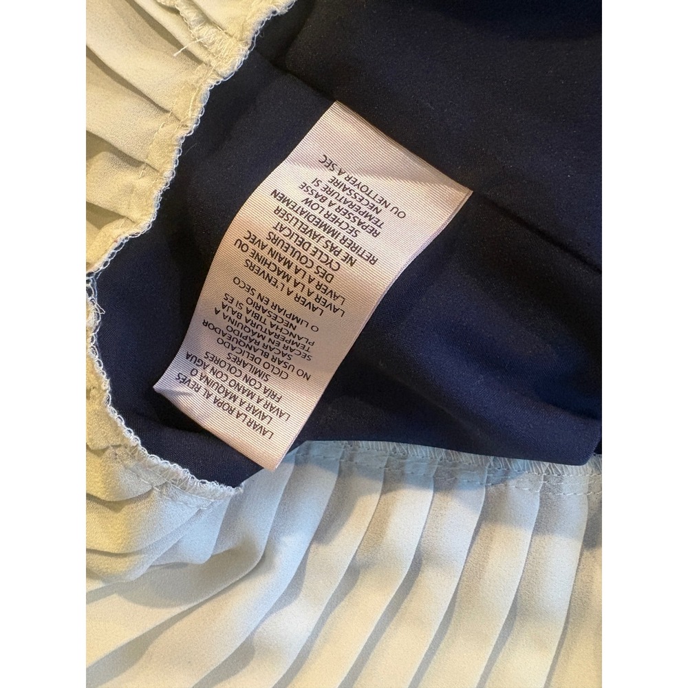 Nanette Lepore Navy Blue Shift Dress Lace Collar Pleated Hem Sleeveless Size 6 - Picture 3 of 14